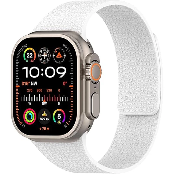 Apple Watch 2-3-4-5-6-7-8-10 SE Ultra Uyumlu Manyetik Desenli Spor Silikon Kordon (42/44/45/46/49)  Beyaz ürün görseli 1