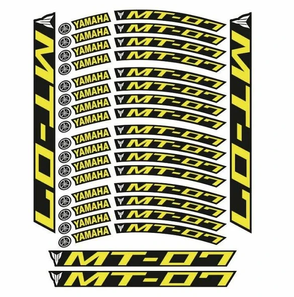 Yamaha MT-07 Uyumlu Florasan Sarı Baskı 1 Set Jant Şeridi ürün görseli 1