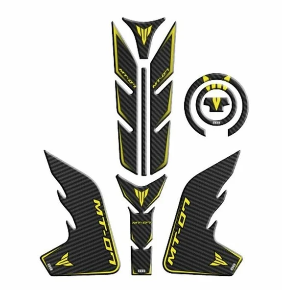 Yamaha MT-07 2018-2020 Sarı-Siyah Tank Pad Set ürün görseli 1