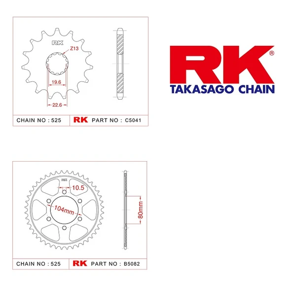RK Kawasaki Zx 10 R 17/41T Ön Arka Dişli Set 525 08-10 ürün görseli 1