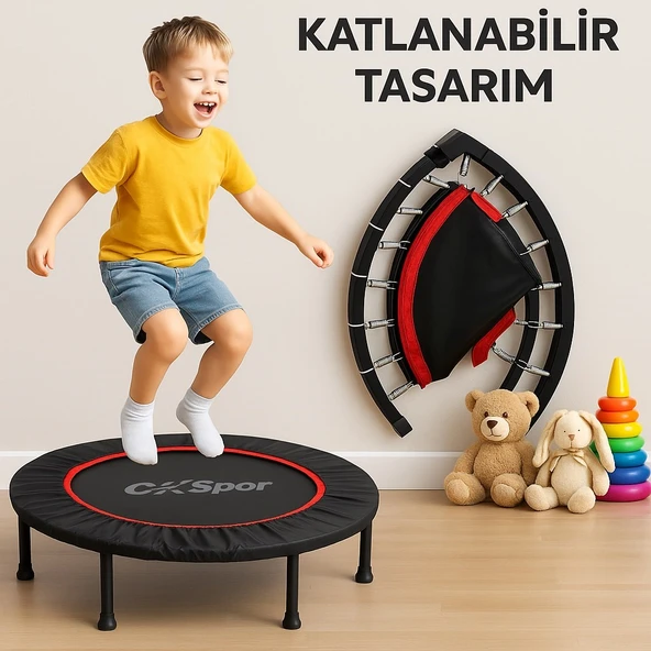 102CM Katlanabilir Trambolin – Taşınabilir Egzersiz Kırmızı Trambolini ürün görseli 1