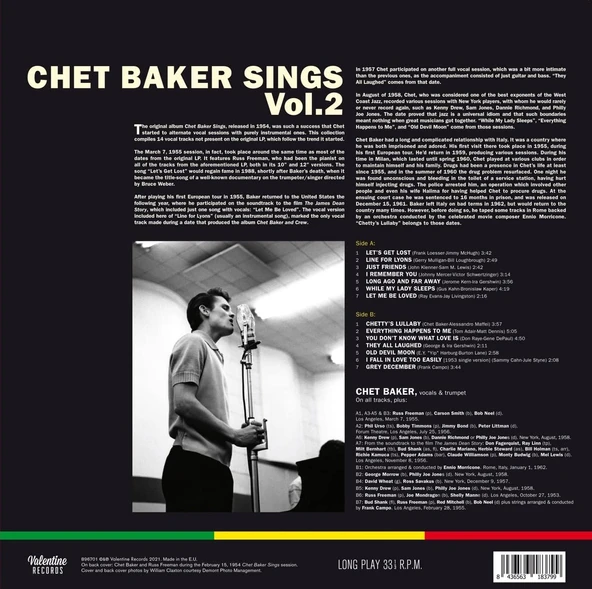 Chet Baker Sings Vol.2 - Plak - Resim 2