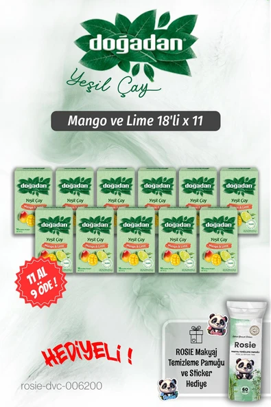 Doğadan 11 AL 9 ÖDE Mango ve Lime 18'li ve Rosie Pamuk Hediyeli ürün görseli 1
