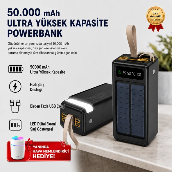 B07 50000 mAh Ultra Yüksek Kapasiteli Powerbank  Süper Hızlı Şarj Çoklu Çıkış LED Ekran Tüm Cihazlarla Uyumlu Taşınabilir Şarj Cihazı ürün görseli 1