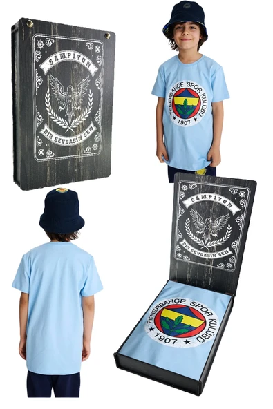 Fenerbahçe Orijinal Lisanslı Lazer Baskılı Renkli Logo Sıfır Yaka Çocuk T-Shirt ürün görseli 1
