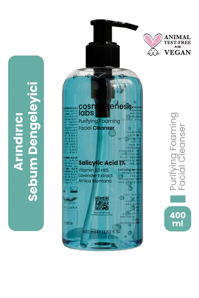 Cosmogenesis Labs Karma ve Yağlı Ciltlere Yüz Temizleme Jeli 400ml - Arındırıcı Sebum Karşıtı Dengeleme Vegan ürün görseli 1