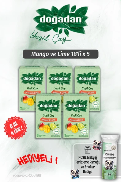 Doğadan 5 AL 4 ÖDE Mango ve Lime 18'li ve Rosie Pamuk Hediyeli ürün görseli 1