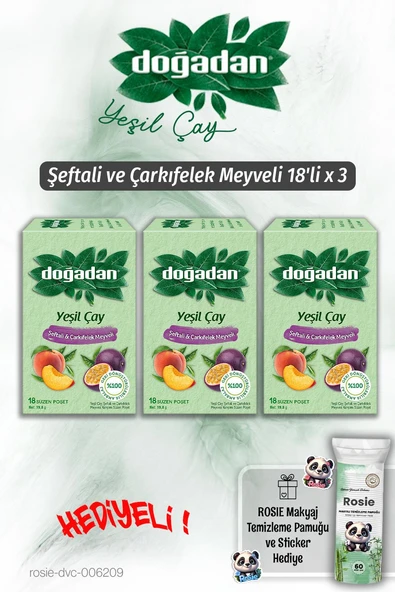 Doğadan 3'lü Şeftali ve Çarkıfelek Yeşil Çay 18'li ve Rosie ürün görseli 1