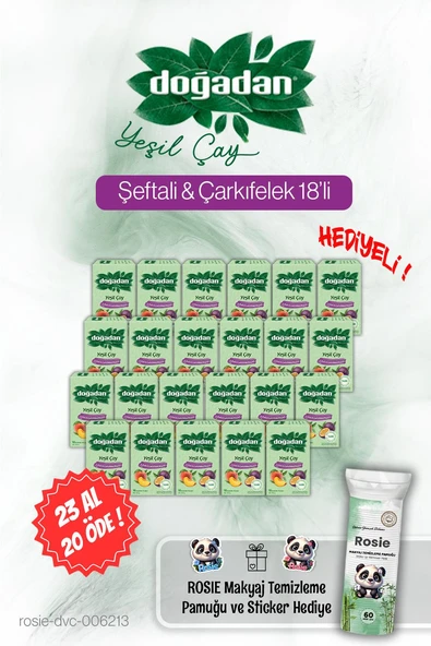 Doğadan 23 AL 20 ÖDE 18'li Yeşil Çay Şeftali ve Çarkıfelek ve Rosie ürün görseli 1