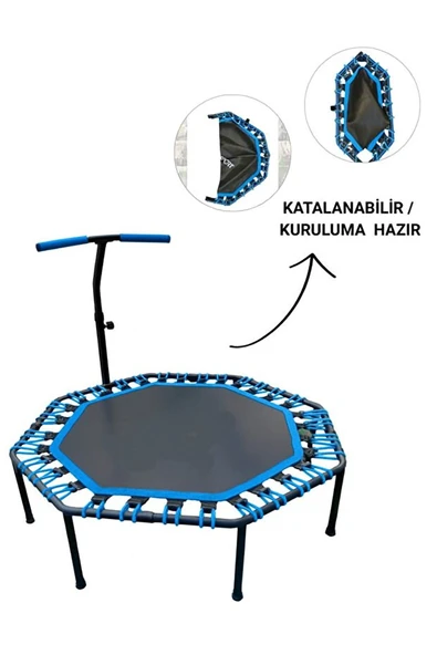 Sekizgen Katlanabilir Trambolin  Ev Tipi Katlanır Zıplama Mavi Trambolin ürün görseli 1