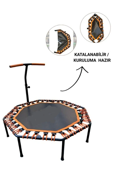 Sekizgen Katlanabilir Trambolin  Ev Tipi Katlanır Zıplama Turuncu Trambolin ürün görseli 1