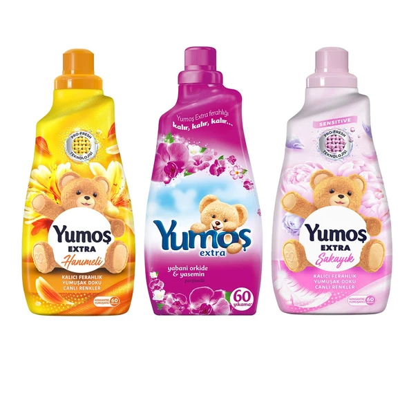 Yumoş Extra Kons.Yumuşatıcı 1440 ml Hanımeli - Yabani Orkide - Şakayık 3 lü ürün görseli 1