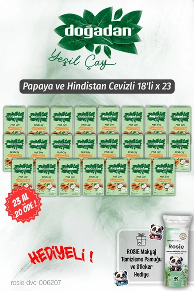 23 AL 20 ÖDE Doğadan Yeşil Çay Papaya Hindistan Cevizli 18'li ve Rosie Pamuk ürün görseli 1