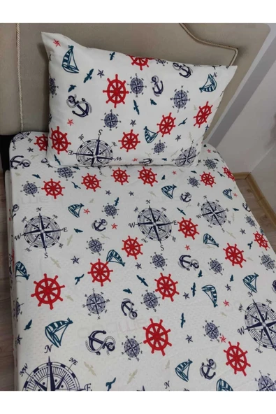 Çift Kişilik Pusula Ranforce Dokuma Lastikli Çarşaf Takımı 160 x 200 ürün görseli 1