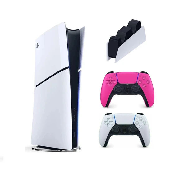 Sony Playstation 5 Slim Dijital + 2. DualSense Ps5 Kol PEMBE + Sarj istasyonu (İthalatçı Garantili) ürün görseli 1