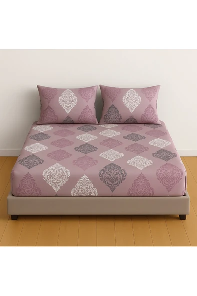 Çift Kişilik Desenli Lastikli Çarşaf Seti 160x200 Cm + 2 Adet Yastık Kılıfı 50x70 ürün görseli 1