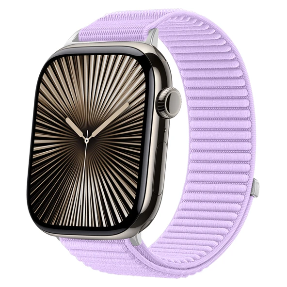 Apple Watch 42mm 44mm 45mm S10 46mm Ultra 49mm İle Uyumlu Naylon Spor Loop Kordon Rahat Dayanıklı  Lila ürün görseli 1