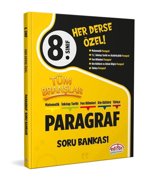 8. Sınıf Tüm Branşlar Paragraf Soru Bankası Editör Yayınları ürün görseli 1