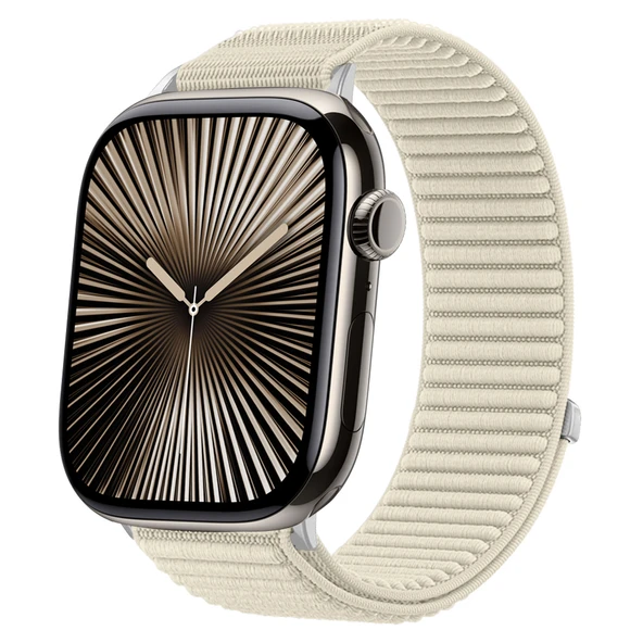 Apple Watch 42mm 44mm 45mm S10 46mm Ultra 49mm İle Uyumlu Naylon Spor Loop Kordon Rahat Dayanıklı  Starlight ürün görseli 1