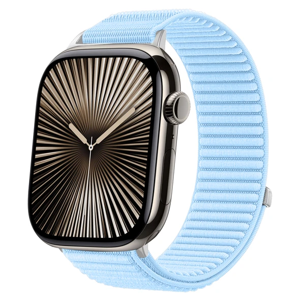 Apple Watch 42mm 44mm 45mm S10 46mm Ultra 49mm İle Uyumlu Naylon Spor Loop Kordon Rahat Dayanıklı  Mavi ürün görseli 1