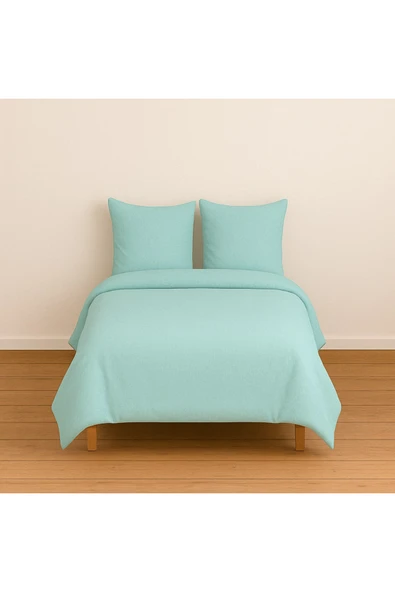 Çift Kişilik Düz Renk Mint Nevresim + 2 Adet Yastık Kılıfı ürün görseli 1