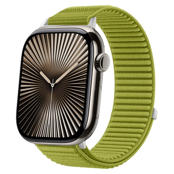 Apple Watch 42mm 44mm 45mm S10 46mm Ultra 49mm İle Uyumlu Naylon Spor Loop Kordon Rahat Dayanıklı  Yeşil ürün görseli 1