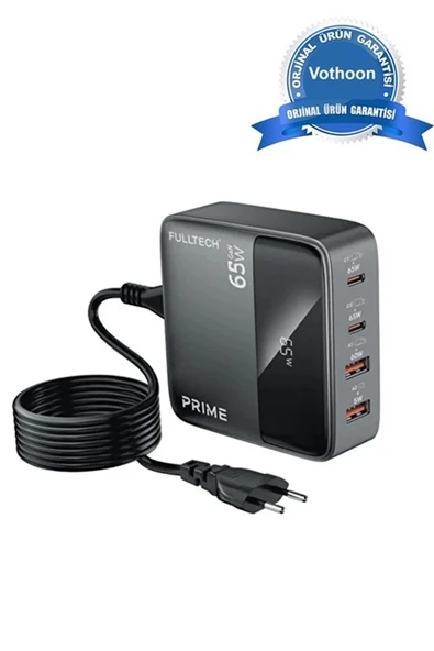 FC-55 65W Masaüstü 4 Portlu Hızlı Şarj Cihazı İstasyonu 2xUSB-A, 2xTYPE-C Giriş,1,5 mt. Kablo ürün görseli 1