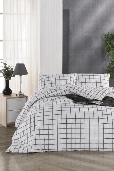 Karo Siyah Pamuklu Nevresim Takımı 160 x 200 ürün görseli 1