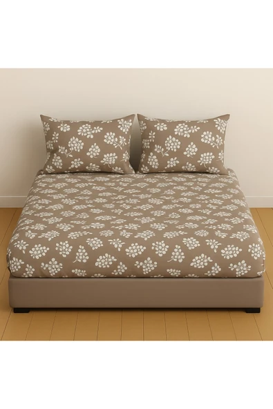 Çift Kişilik Desenli Lastikli Çarşaf Seti 160x200 Cm + 2 Adet Yastık Kılıfı 50x70 ürün görseli 1
