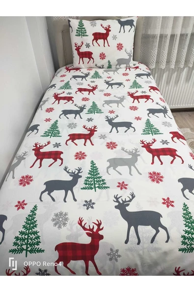 Tek Kişilik Ranforce (kumaş) Lastikli Çarşaf Takımı Yılbaşı Desen 100 x 200 ürün görseli 1