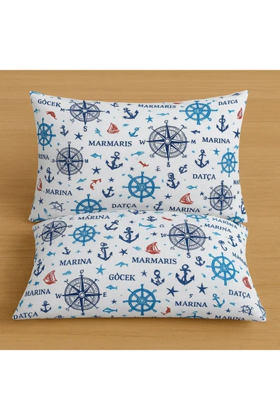 Desenli Pamuklu Yastık Kılıfı 2 Adet 50 x 70cm ürün görseli 1