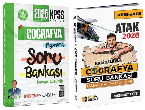 Eğit + İndeks 2026 KPSS Haritalarla Atak Coğrafya Soru Bankası 2 li Set - Mehmet Eğit Eğit + İndeks Akademi Yayınları ürün görseli 1