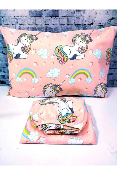 Unicorn Pamuklu Kumaş 100x200 Lastikli Çarşaf Takımı ürün görseli 1