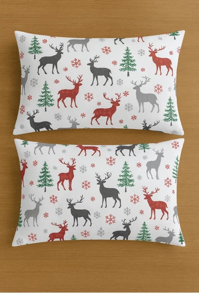 Desenli Pamuklu Yastık Kılıfı 2 Adet 50 x 70cm ürün görseli 1