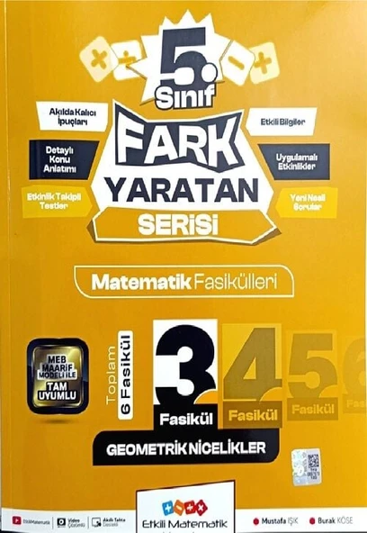 Etkili Matematik 5. Sınıf Matematik Fasikülleri-3 Geometrik Nicelikler Fark Yaratan Serisi Etkili Matematik Yayınları ürün görseli 1