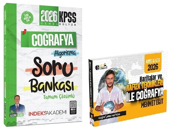 Eğit + İndeks 2026 KPSS Haritalar ve Hafıza Teknikleri ile Coğrafya + Soru Bankası 2 li Set - Mehmet Eğit Eğit + İndeks Akademi Yayınları ürün görseli 1