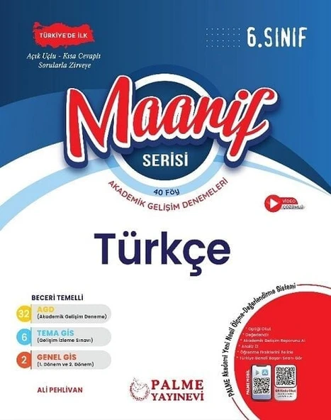 Palme 6. Sınıf Türkçe Haftalık 40 Deneme Maarif Serisi Palme Yayınları ürün görseli 1