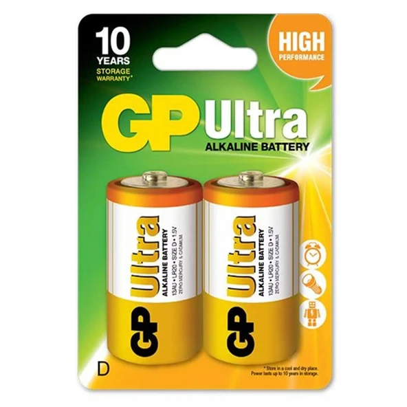 GP 13AU-2U2 Ultra Alkalin 2'li (D Boy) Büyük Kalın Pil ürün görseli 1