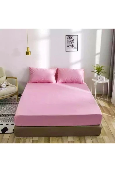 Mode morePenye Lastikli Çarşaf %100 Pamuk Pembe ürün görseli 1