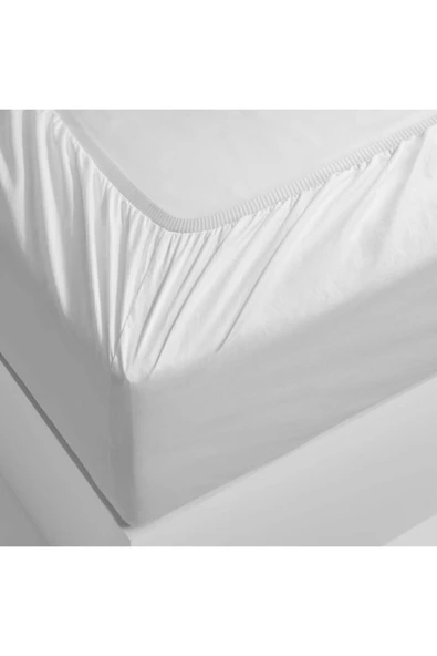 Sadece Çift Kişilik Lastikli Penye Çarşaf Beyaz 160x200 ürün görseli 1