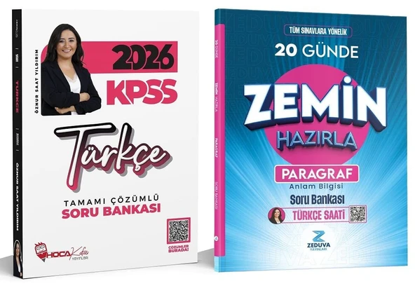 Hoca Kafası + Zeduva 2026 KPSS Türkçe + Paragraf 20 Günde Zemin Hazırla Soru Bankası 2 li Set - Öznur Saat Yıldırım Hoca Kafası + Zeduva Yayınları ürün görseli 1