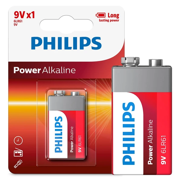 Philips 6LR61-P1B 9 Volt Power Alkalin Pil (Tekli) ürün görseli 1