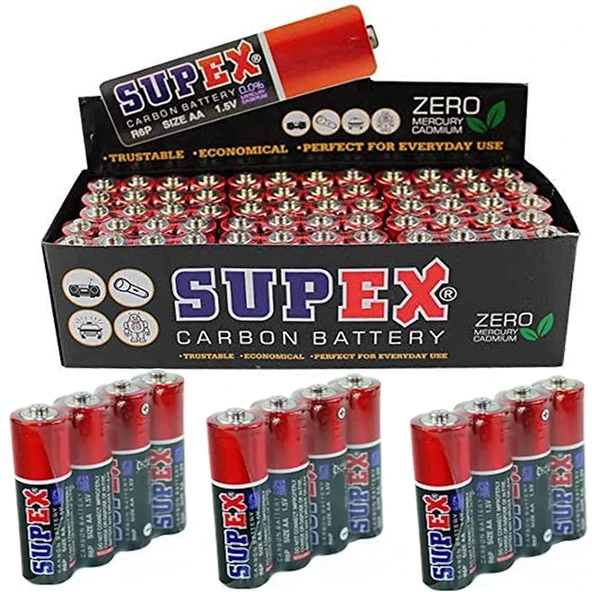 Supex R6 1.5 Volt Çinko Karbon AA Kalem Pil (60'lı Paket) ürün görseli 1