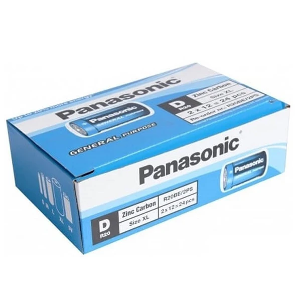 Panasonic R20BE/2PS Manganez Büyük D Boy Pil (24’lü Paket) ürün görseli 1