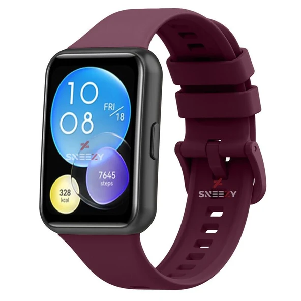 Huawei Watch Fit 2 Uyumlu PureLux Tam Uyumlu Silikon Kordon  Mürdüm ürün görseli 1