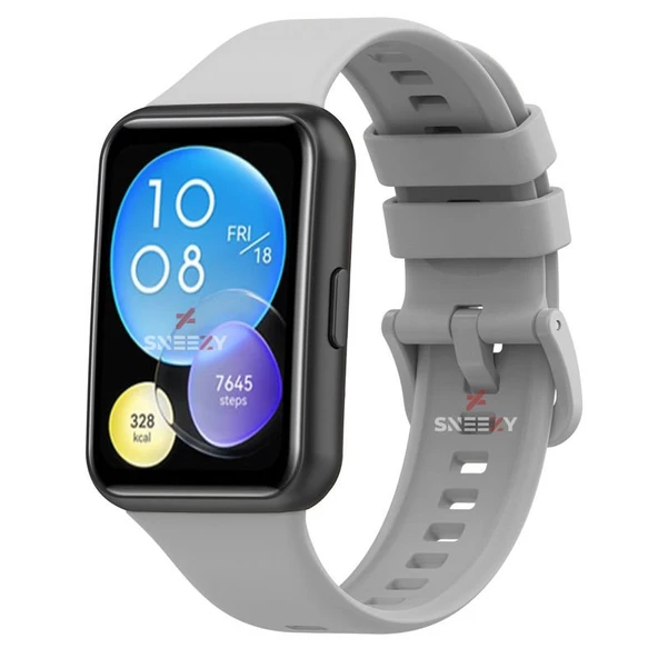 Huawei Watch Fit 2 Uyumlu PureLux Tam Uyumlu Silikon Kordon  Gri ürün görseli 1