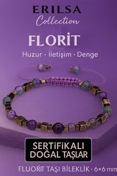 Sertifikalı Doğal Terahertz Florit Taşı Bileklik 6x6 mm Huzur ve Denge Taşı ürün görseli 1