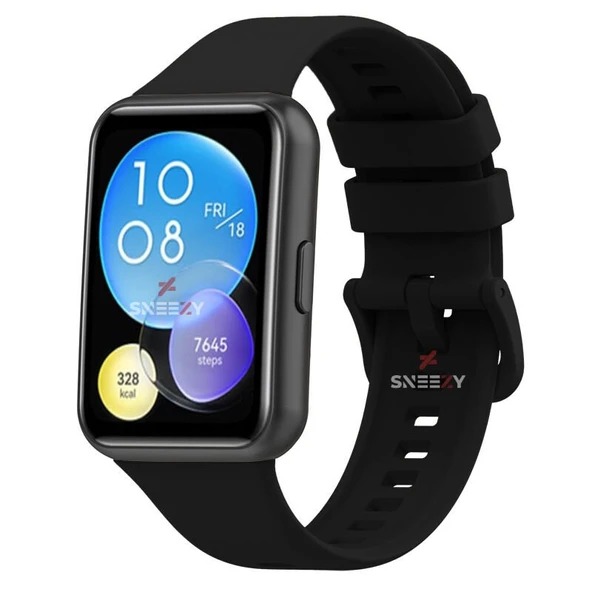Huawei Watch Fit 2 Uyumlu PureLux Tam Uyumlu Silikon Kordon  Siyah ürün görseli 1