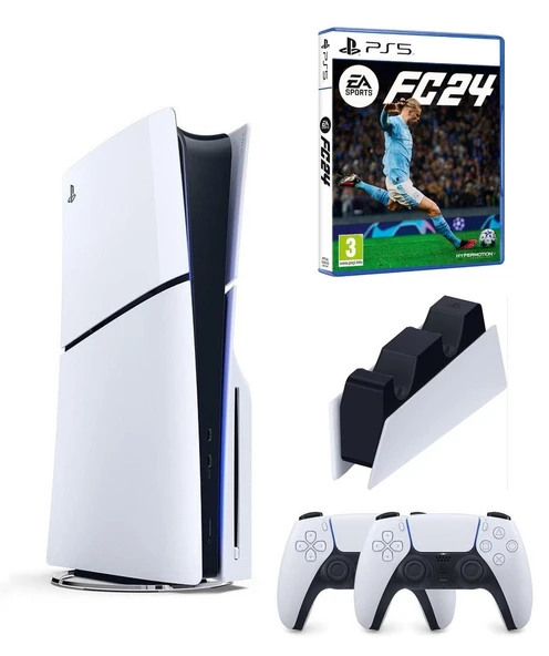 Sony Playstation 5 Slim Cd Edition + 2. DualSense Ps5 Kol + Sarj istasyonu + Fifa Fc 24 (ithalatçı Garantili) ürün görseli 1