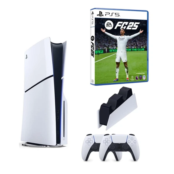 Sony Playstation 5 Slim Cd Edition + 2. DualSense Ps5 Kol + Sarj istasyonu + Fifa Fc 25 (ithalatçı Garantili) ürün görseli 1